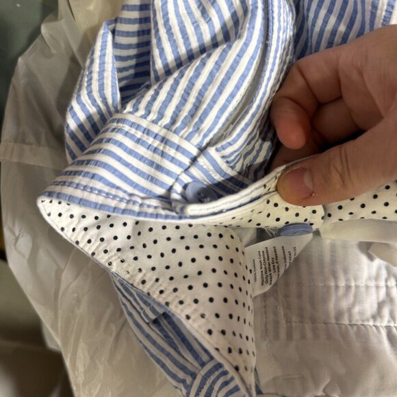 Talbots Seersucker The Perfect Crop Pant Cropped Pants Blue White Stripe Size 8P - Picture 12 of 12